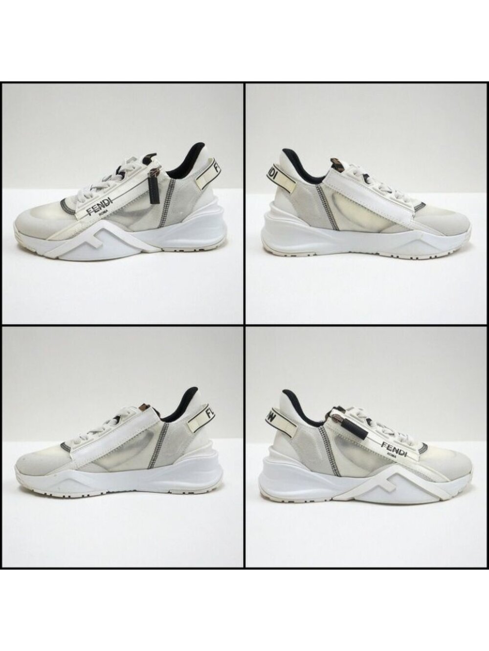 Fendi Flow Cut Sneakers Synthetic Fiber Leather White Black 36 X - Picture 6 of 10